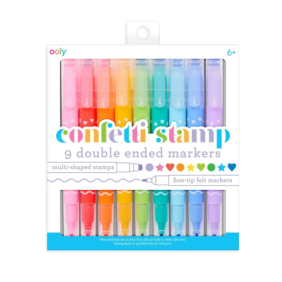 CONFETTI STAMP DOUBLE-ENDED MARKERS SET OF 9