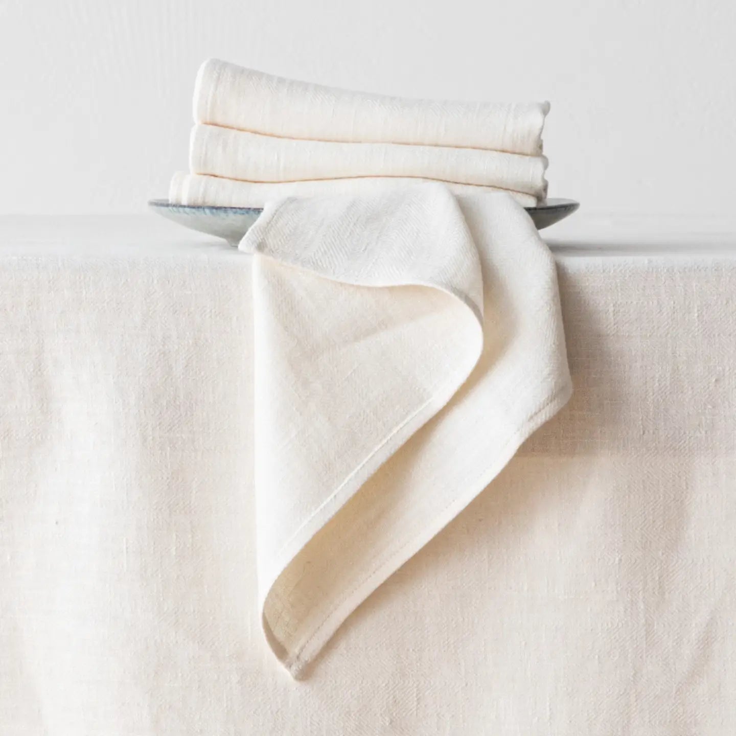 LINEN NAPKIN CREAM LARA WEAVE WASHED LINEN
