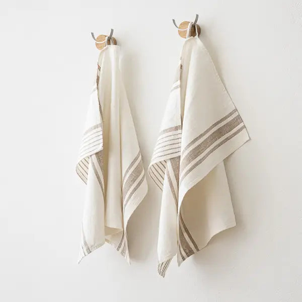LINEN HAND TOWELS OFF WHITE GREY TUSCANY