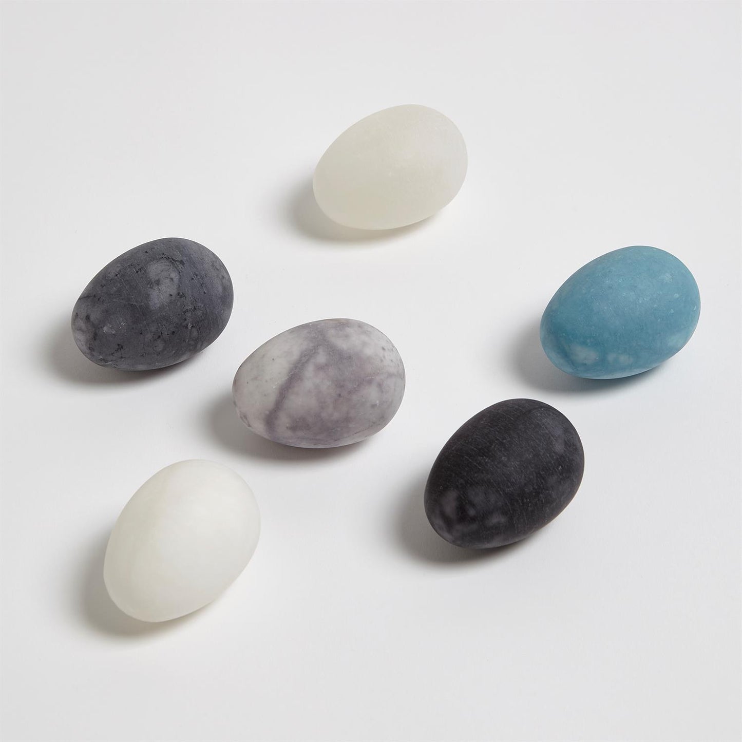 ASSORTED ALABASTER EGGS SET OF 6