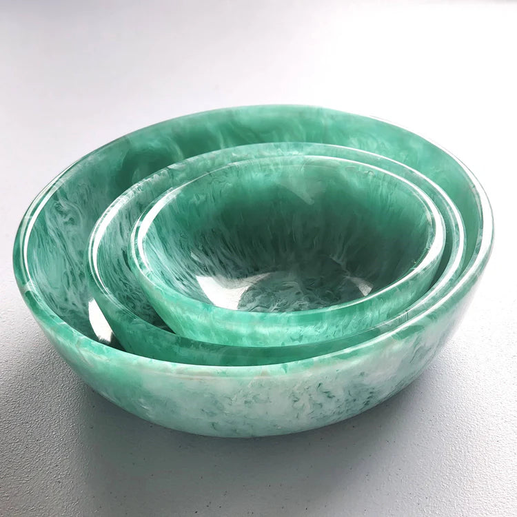 3PC RESIN SERVING BOWLS TEAL