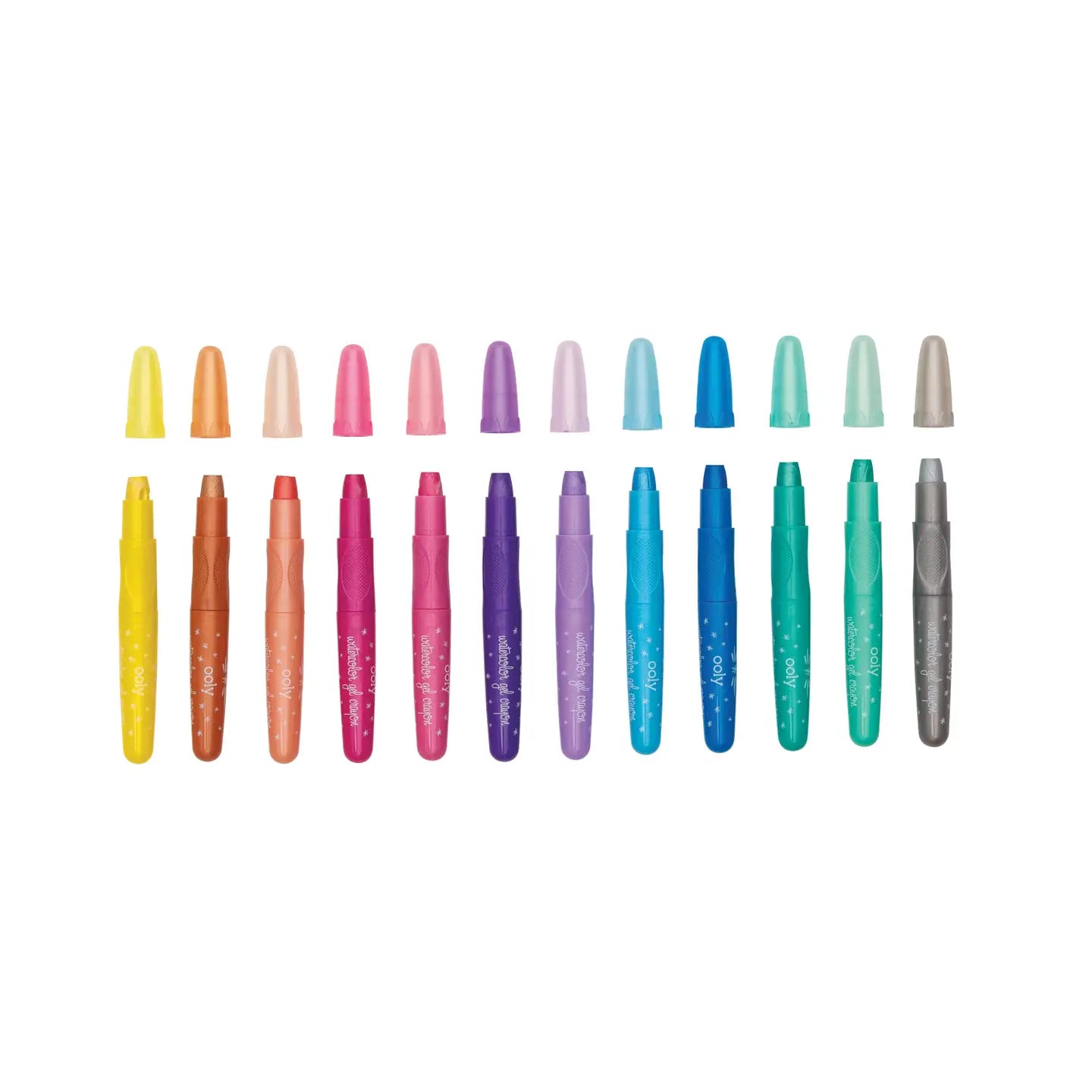 RAINBOW SPARKLE METALLIC WATERCOLOR GEL CRAYONS - SET OF 12
