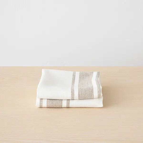 LINEN HAND TOWELS OFF WHITE GREY TUSCANY