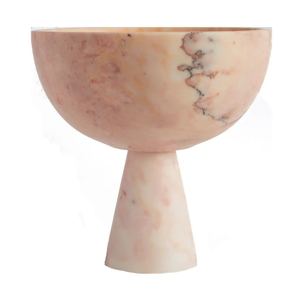 MARBLE PEDESTAL BOWL XL PINK