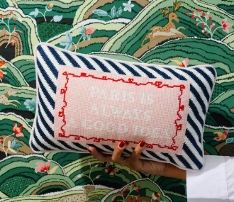 NEEDLEPOINT PILLOW PARIS