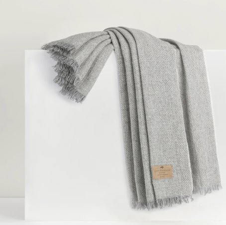ITALIAN LUNA CASHMERE THROW LIGHT GRAY