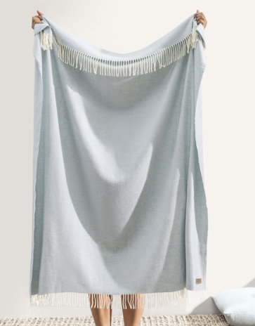 CRYSTAL BLUE ITALIAN HERRINGBONE THROW
