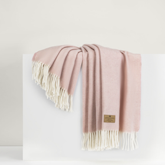 HERRINGBONE CASHMERE THROW PINK