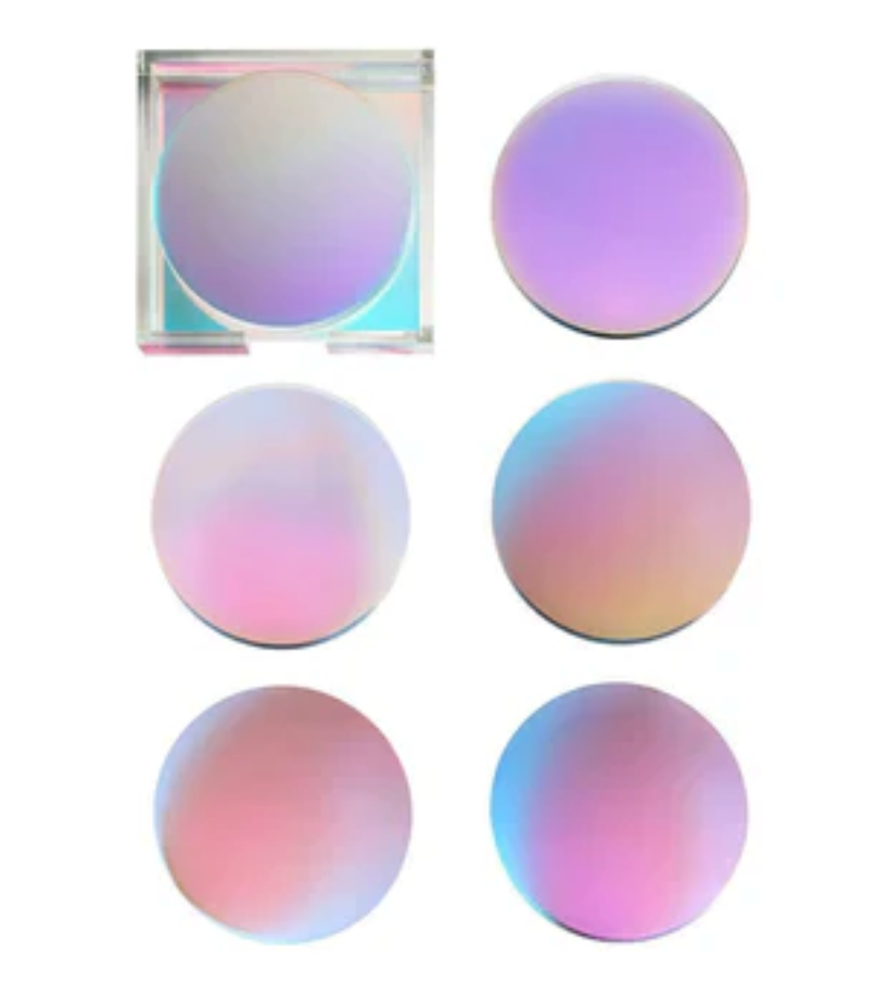 SET OF 6 ACRYLIC DRINK COASTERS IN CADDY LUNA IRIDESCENT