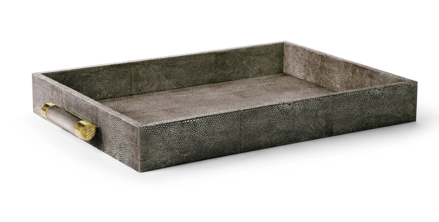 CLASSIC SHAGREEN SERVING TRAY - CHOCOLATE