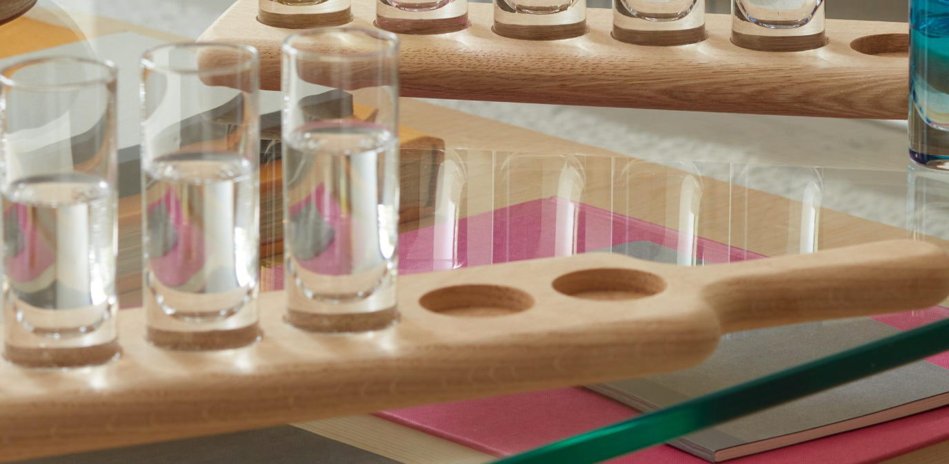 CLEAR PADDLE SHOT SET & OAK PADDLE 3.5 OZ