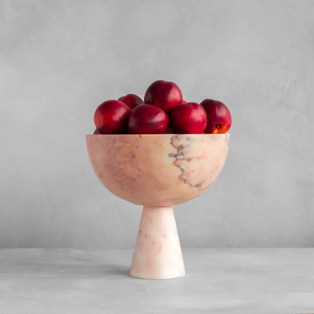 MARBLE PEDESTAL BOWL XL PINK