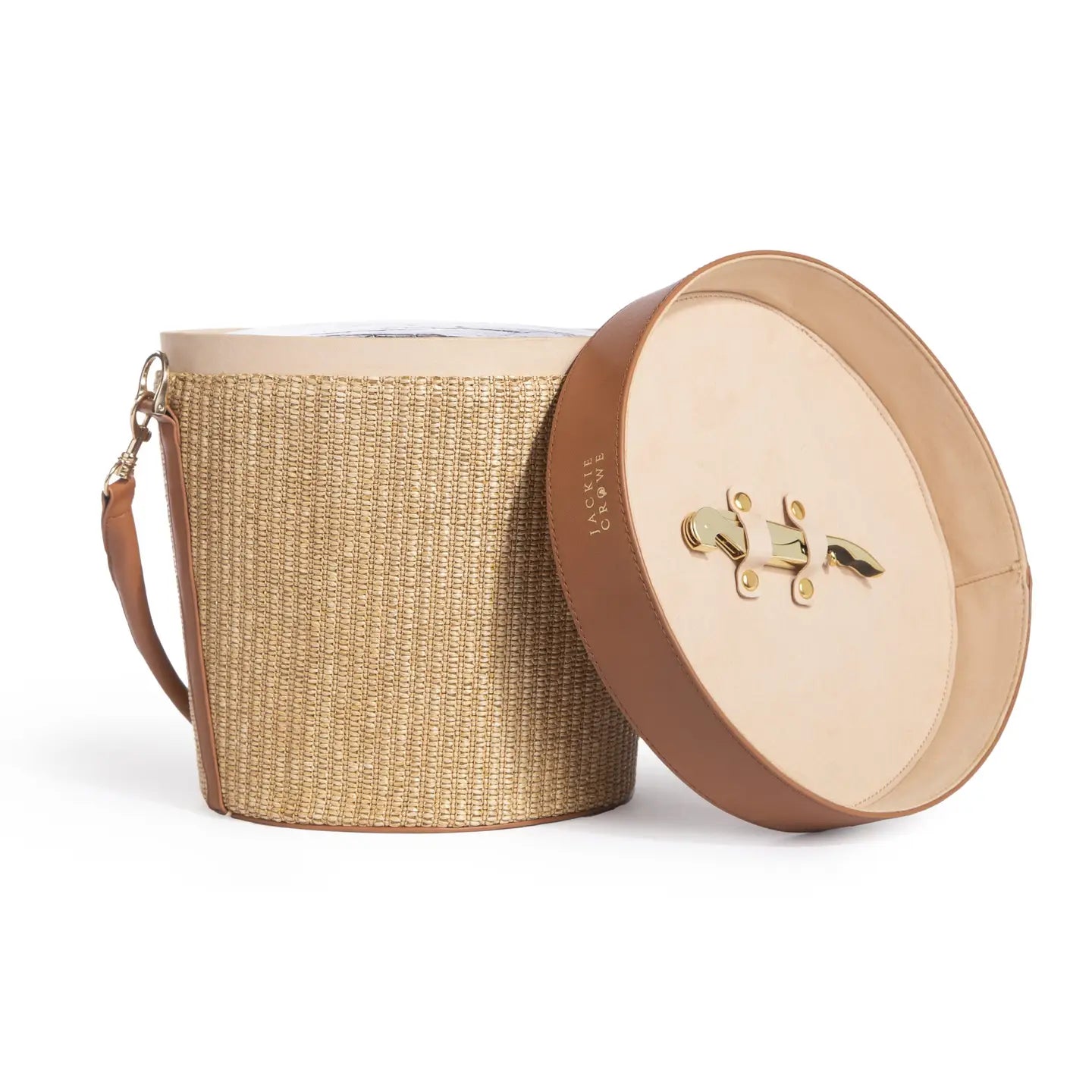 JACKIE PICNIC BASKET LARGE - COGNAC