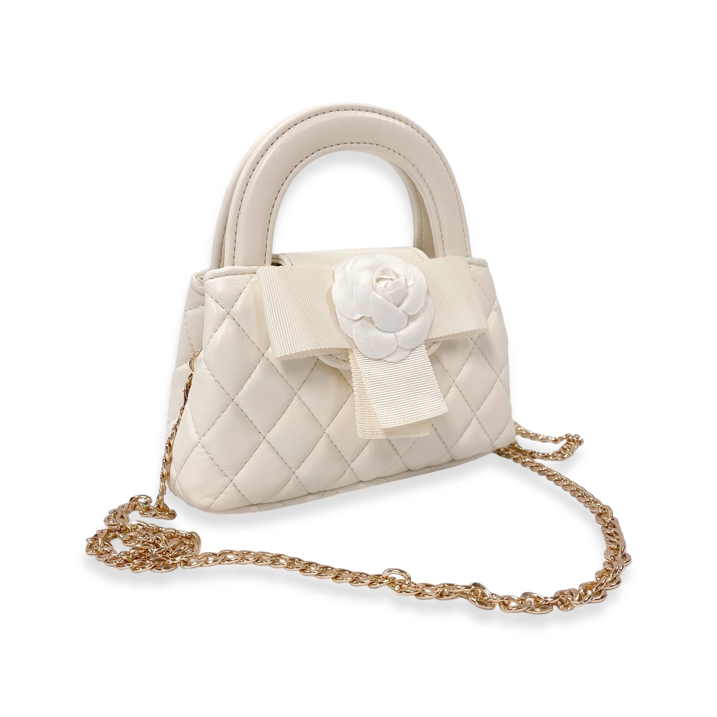FLORAL APPLIQUE QUILTED BAG