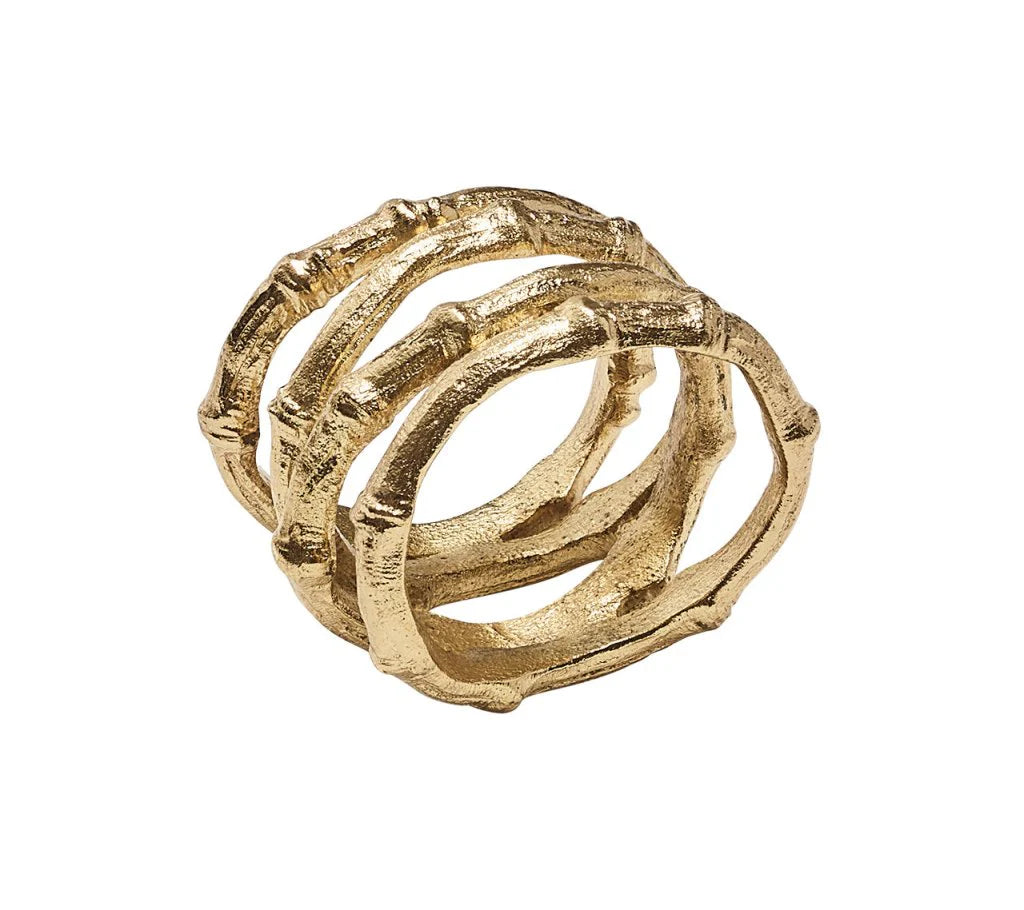 BAMBOO NAPKIN RING GOLD - S/4