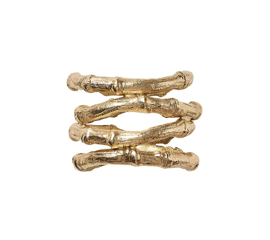 BAMBOO NAPKIN RING GOLD - S/4