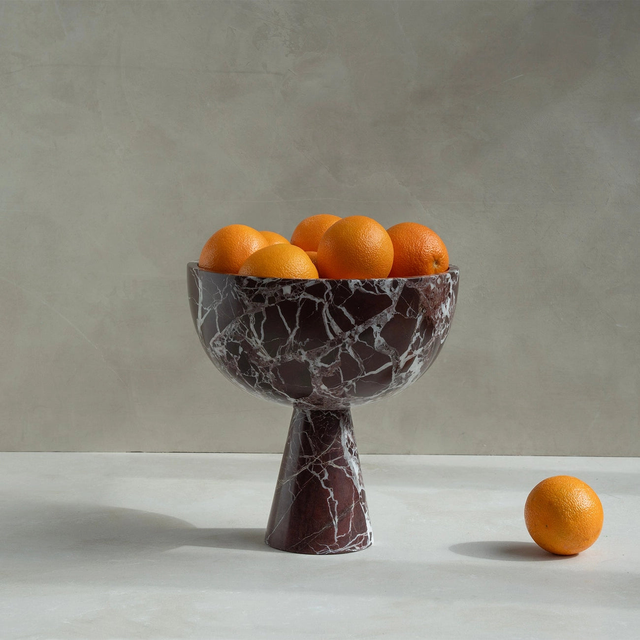 MARBLE PEDESTAL BOWL XL ROSSO LEVANTO