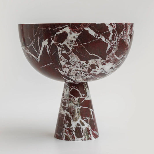 MARBLE PEDESTAL BOWL XL ROSSO LEVANTO
